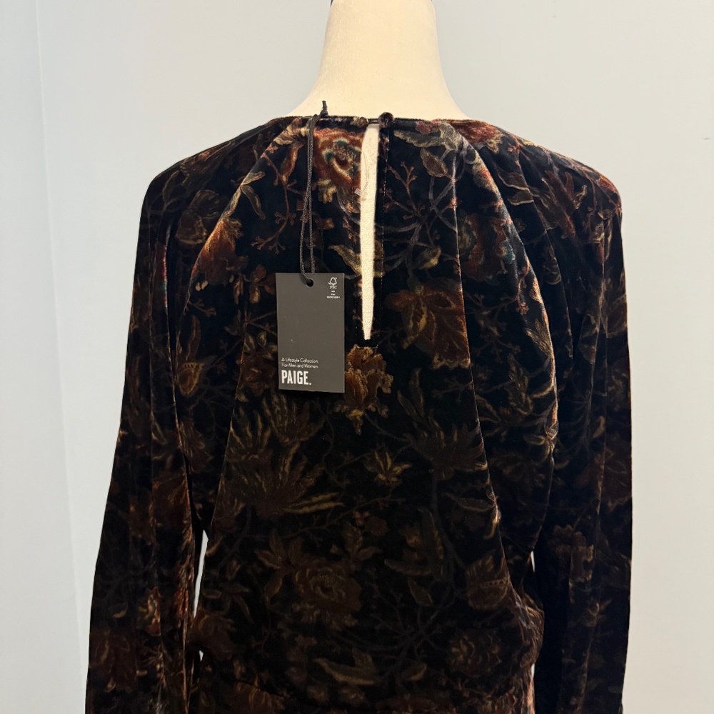 PAIGE Brown Estefani Printed Velvet Wrap Dress Sz L - Picture 7 of 12
